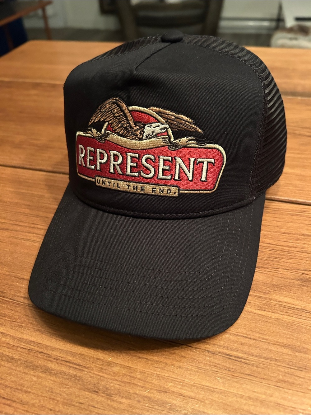 Represent x END. *special edition Black Trucker Cap with Embroidered Eagle Patch